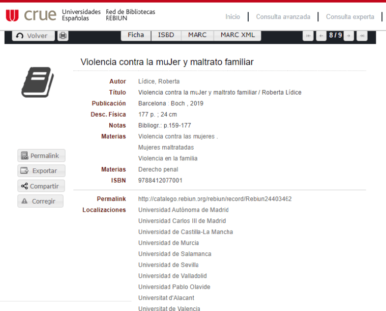 REBIUN - Red de Bibliotecas - Lídice